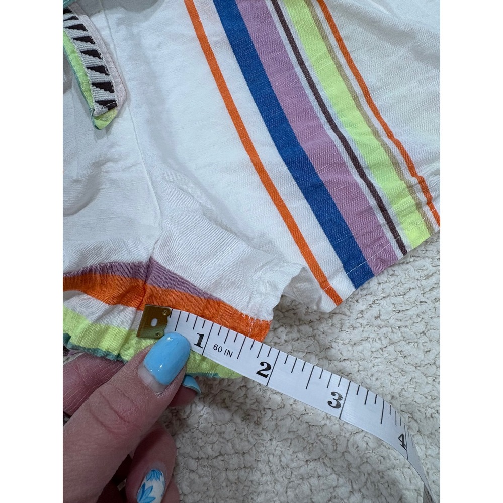 Lem Lem Striped Paperbag Tie Waist Shorts Size Small Linen Cotton Blend - Picture 2 of 5